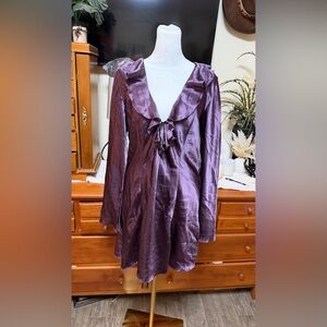 Vintage Purple Satin Long Sleeve Dress by Fredericks of Hollywood